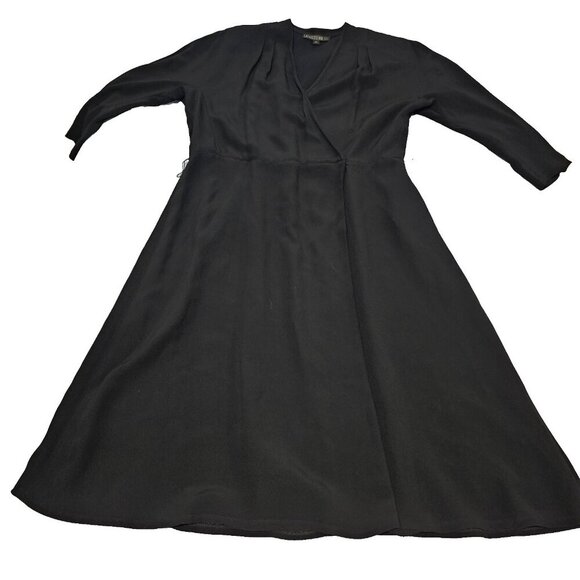 Lafayette 148 New York Crossover Dress Women Size 12 Black No belt included - Picture 6 of 11